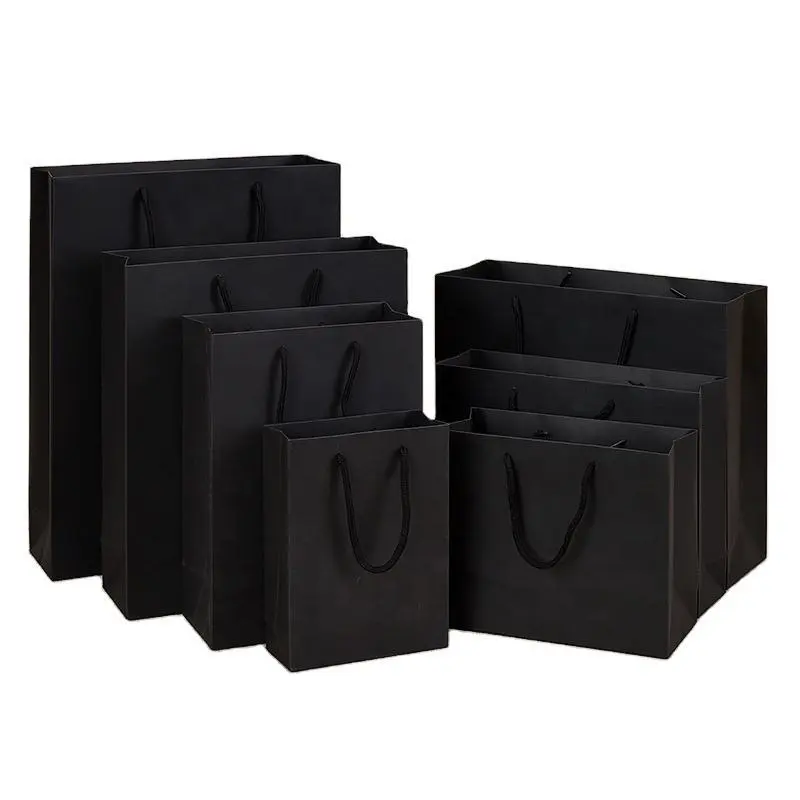 China Custom Luxury Eco-friendly Shopping Paper Bag With Black Card Paper 1