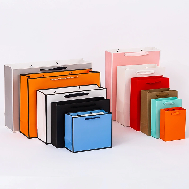 Luxury Solid color paper gift bag with edge 1
