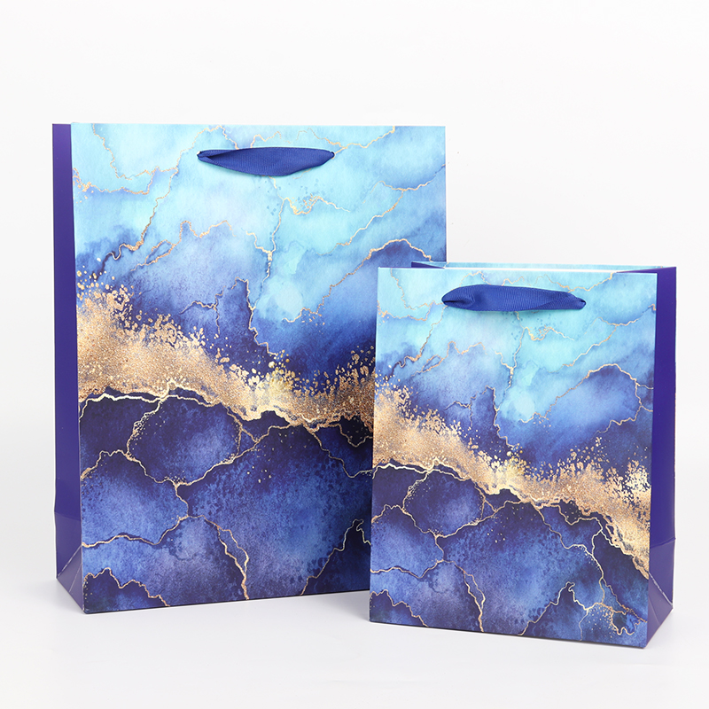 blue paper shopping bags