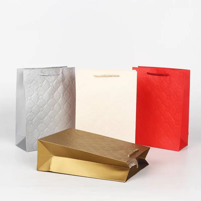 210g Ivory Paper Shopping Bag With Embossed Printing Online Wholesale 1
