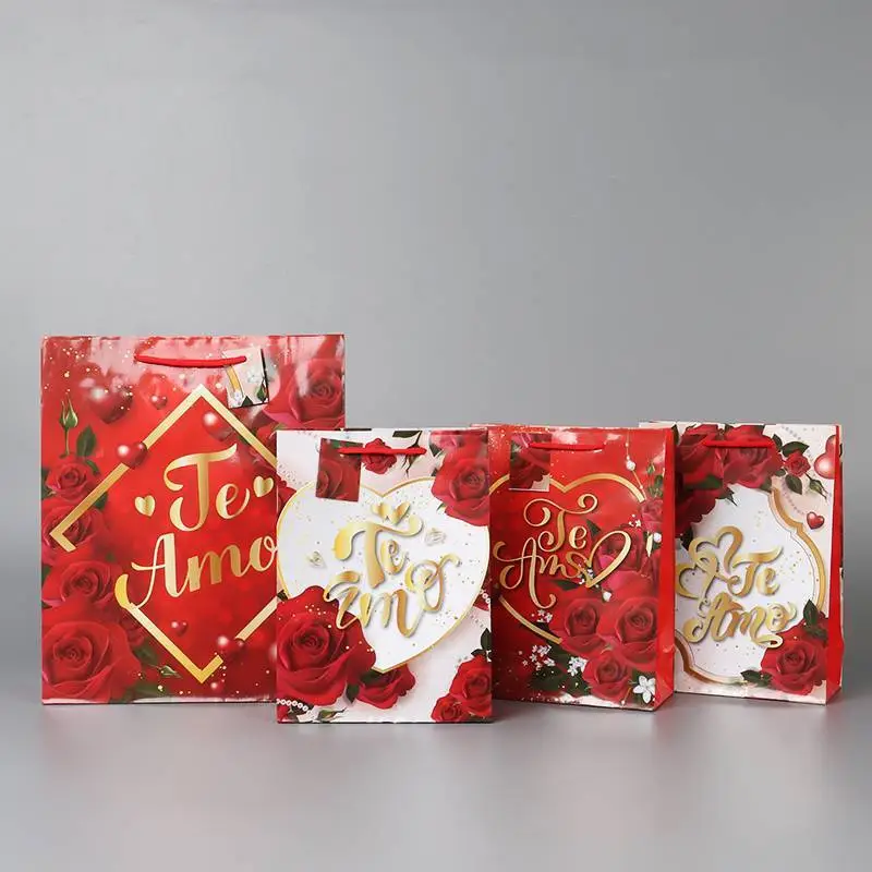 Jialan Package Spot Daily Rose Color Printed Paper Gift Bags Online Wholesale 1