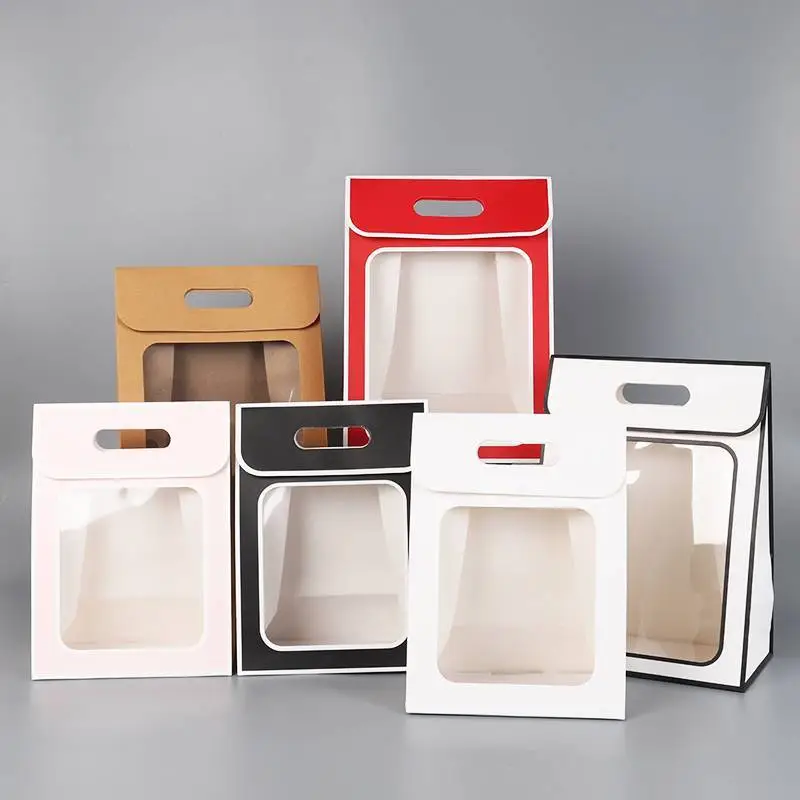 Flip Top Velcro Portable Paper Bag With PVC Transparent Window Online Wholesale 1