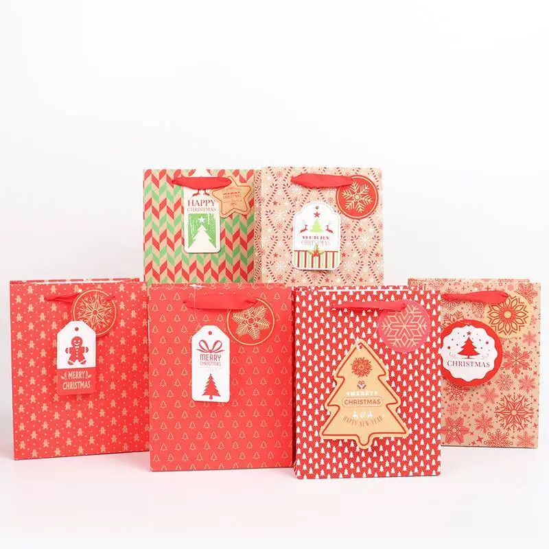 Jialan Package：New Design New Year Red Christmas Gift Bag With Tag Custom Wholesale 1