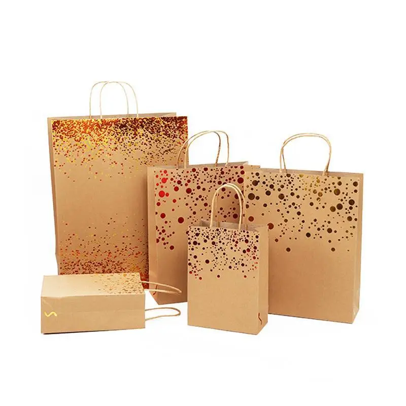 Wholesale custom high quality Kraft shopping bag with hot stamping 1