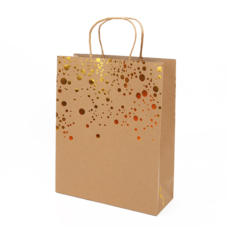 Wholesale custom high quality Kraft shopping bag with hot stamping 5