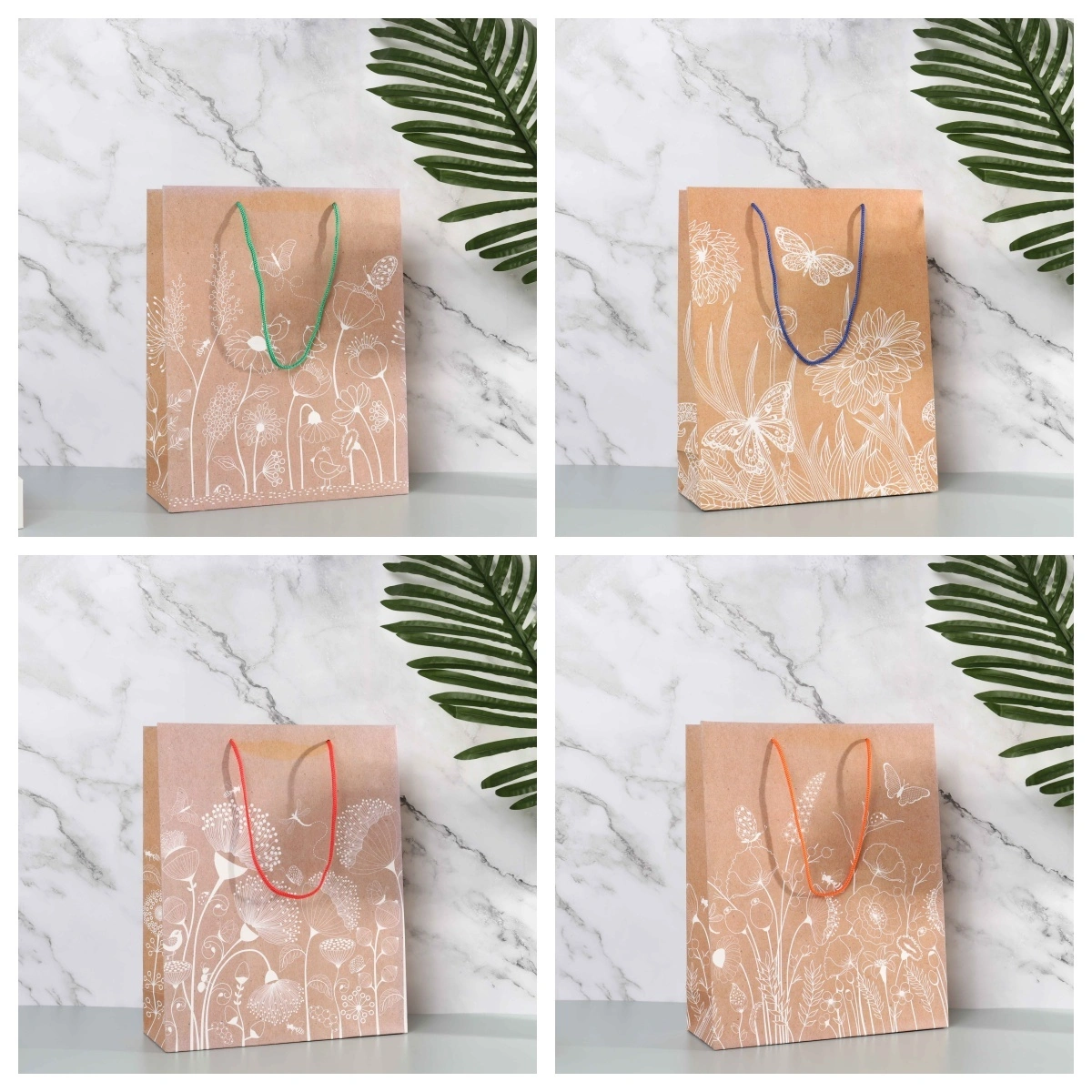 Sac en papier kraft en gros de haute qualité pour faire du shopping avec bouton en métal 1