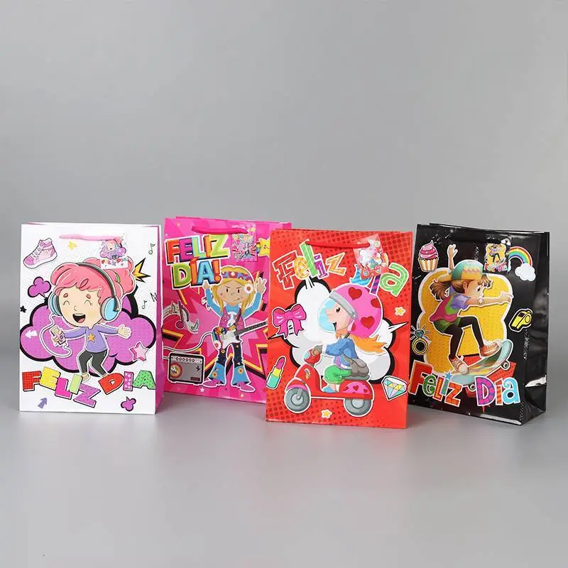 Sacchetti regalo colorati di alta qualità per bambini con cartoni animati con logo personalizzato 1