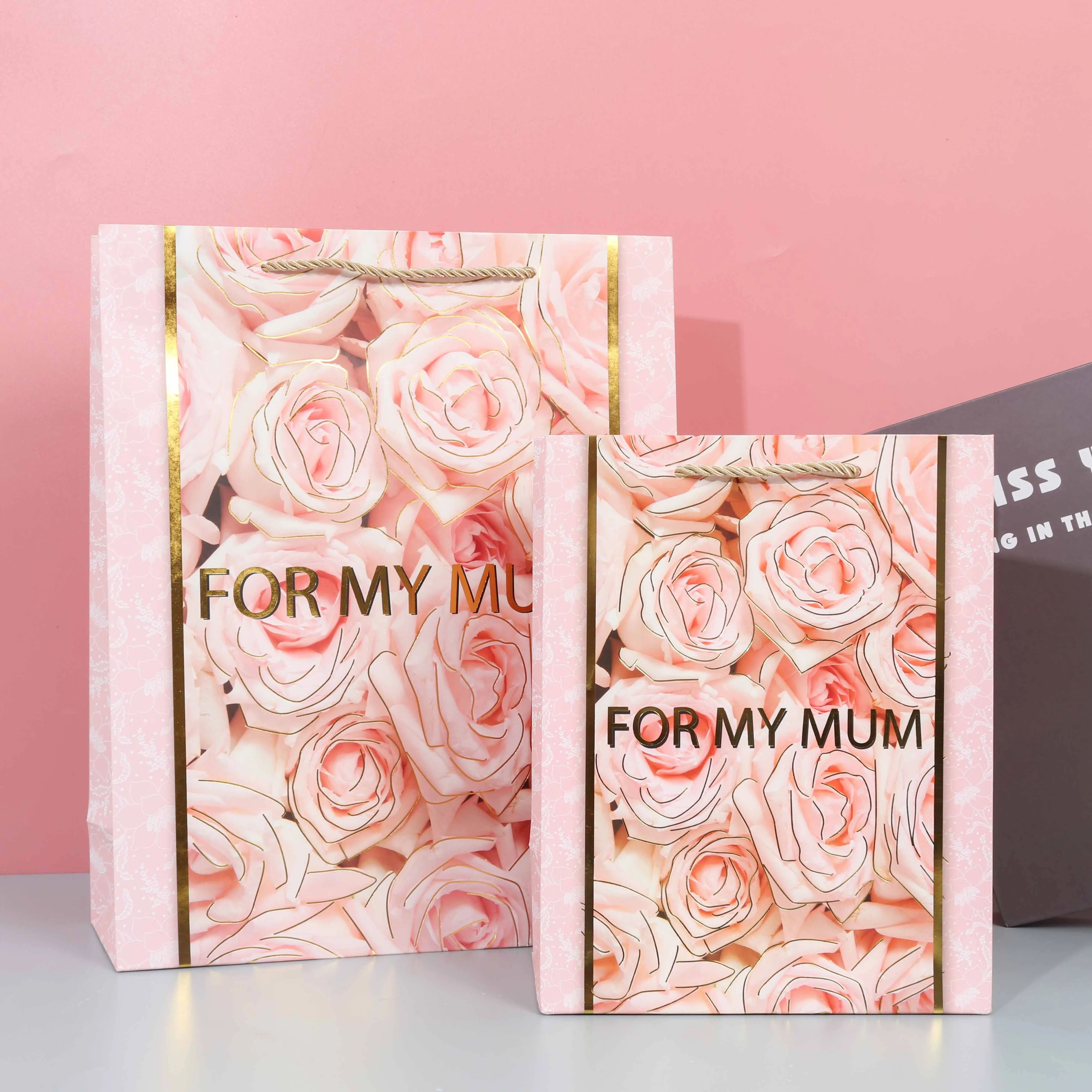 New Creative Rose Color Priting Gift Bags Wholesale for Mother's Day 1