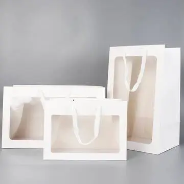 Paper Packaging Manufacturer Wholesale White Gift Bags Wth window