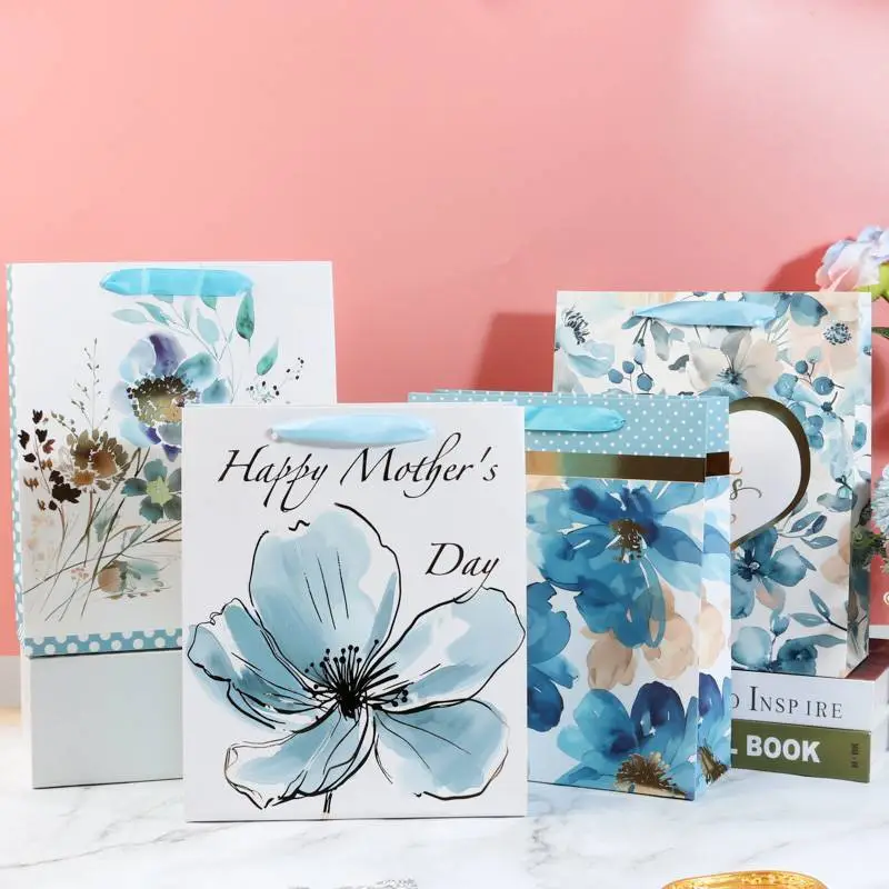 Blue Painted Mother's Day Gift Bags Custom Wholesale 1