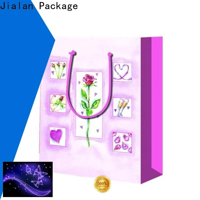 Jialan Paquete de empresa ecológica de bolsas de papel de oro rosa para empacar regalos 1