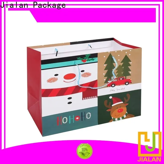 Jialan Empaque exquisitas bolsas de papel azules con asas de fábrica para embalaje de regalo 1