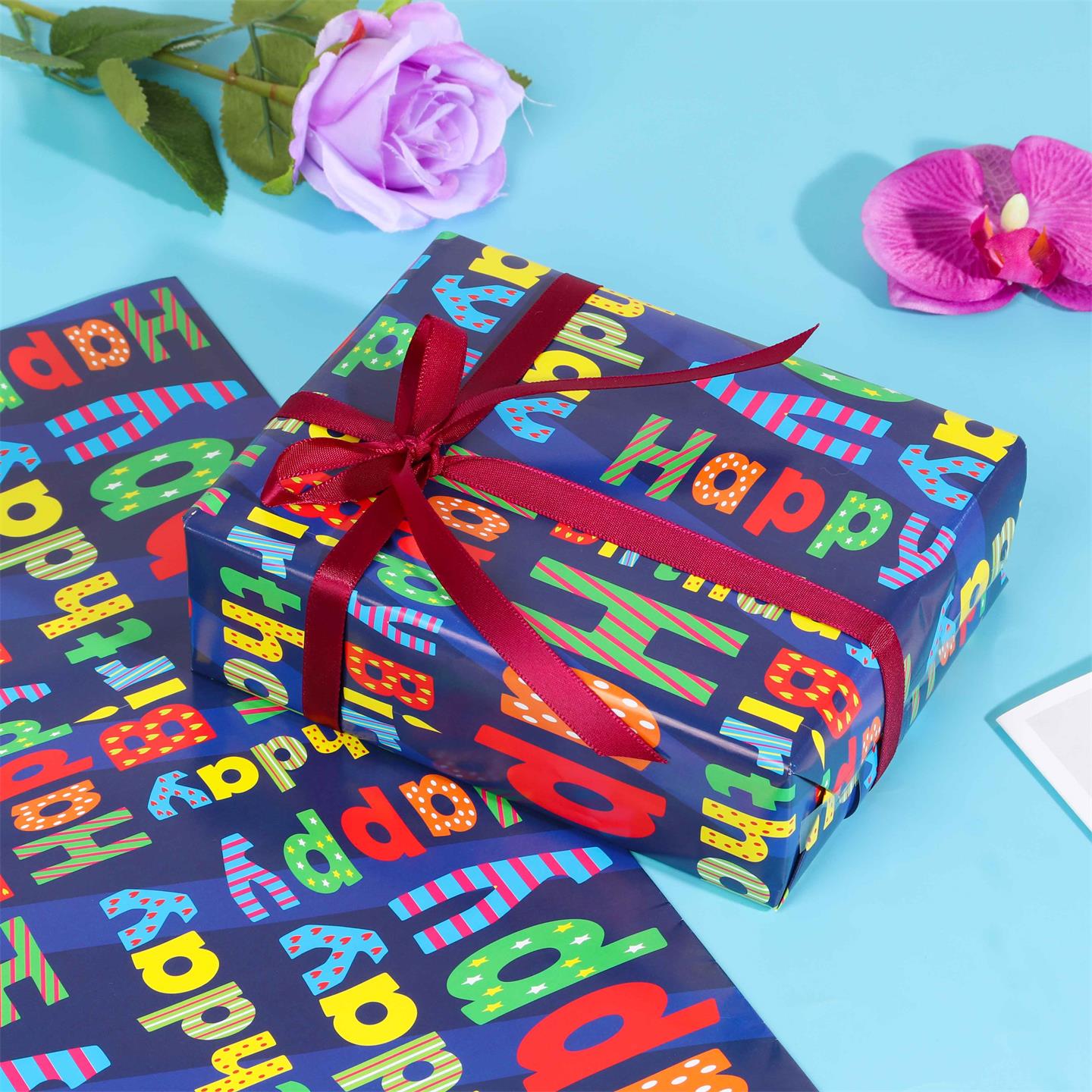 Wholesale Custom Birthday Gift DIY Decor Wrapping Paper disposable lovely coated wrapping paper OEM/ODM 