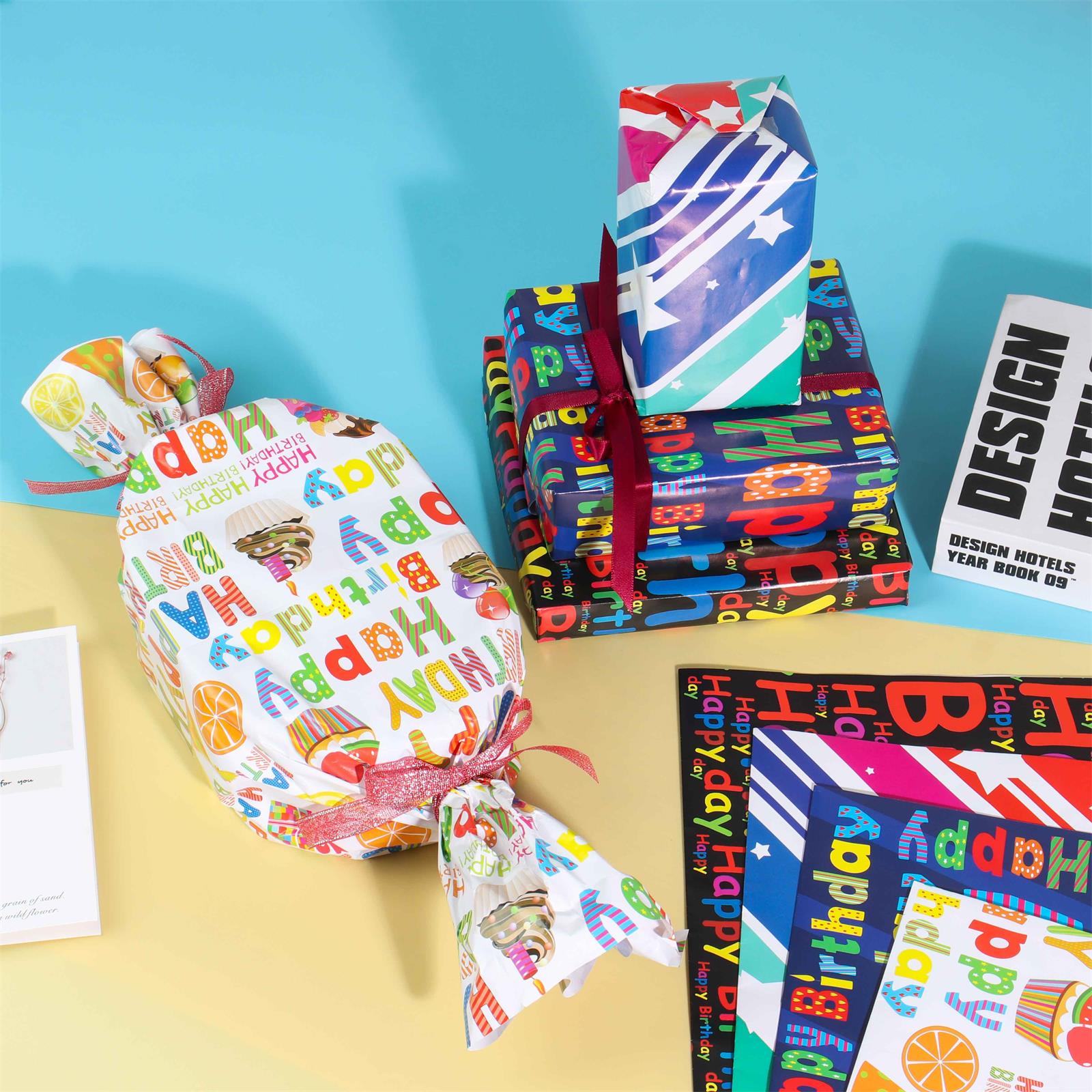 Wholesale Custom Birthday Gift DIY Decor Wrapping Paper disposable lovely coated wrapping paper OEM/ODM 
