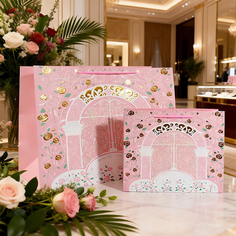Luxury pink shopping bags custom