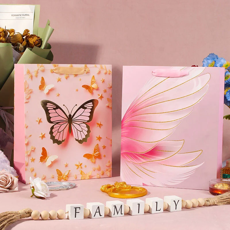 Custom Pink Gift Bags with Exquisite Printing