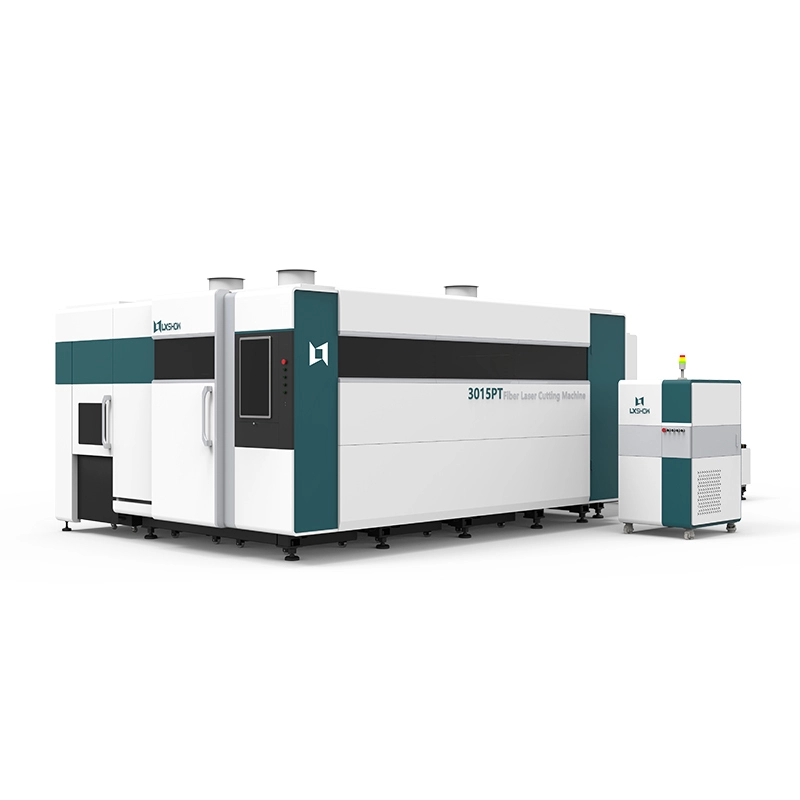 High Power Fiber Laser Cutting Machine With Exchange Table Full Cover Rotary LX3015PT Series 1