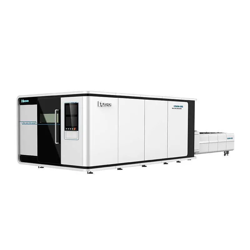 Big Power thick metal plate cnc fiber laser cutting machine 1530 fiber laser cutter 1540 1560 with exchange table and cover 1