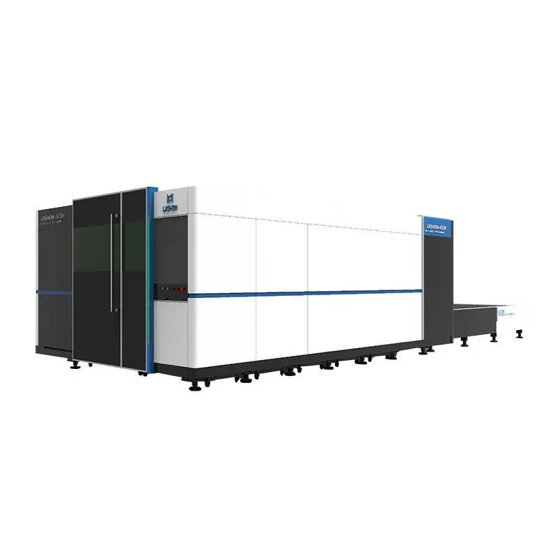 High power 6000w cnc metal sheet fiber laser cutting machine with protective cover 1