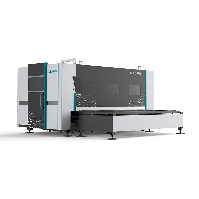 LX3015PM Fiber Laser Metal Steel Cutting Machine with Full Cover and Exchange Table 1