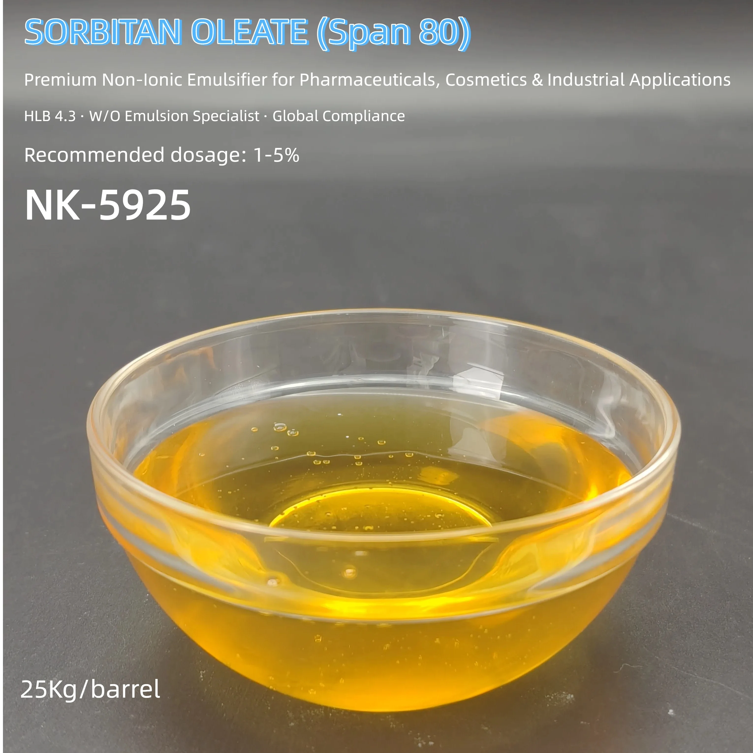 SORBITAN OLEATE (Span 80): Premium Non-Ionic Emulsifier for Pharmaceuticals, Cosmetics & Industrial Applications 1