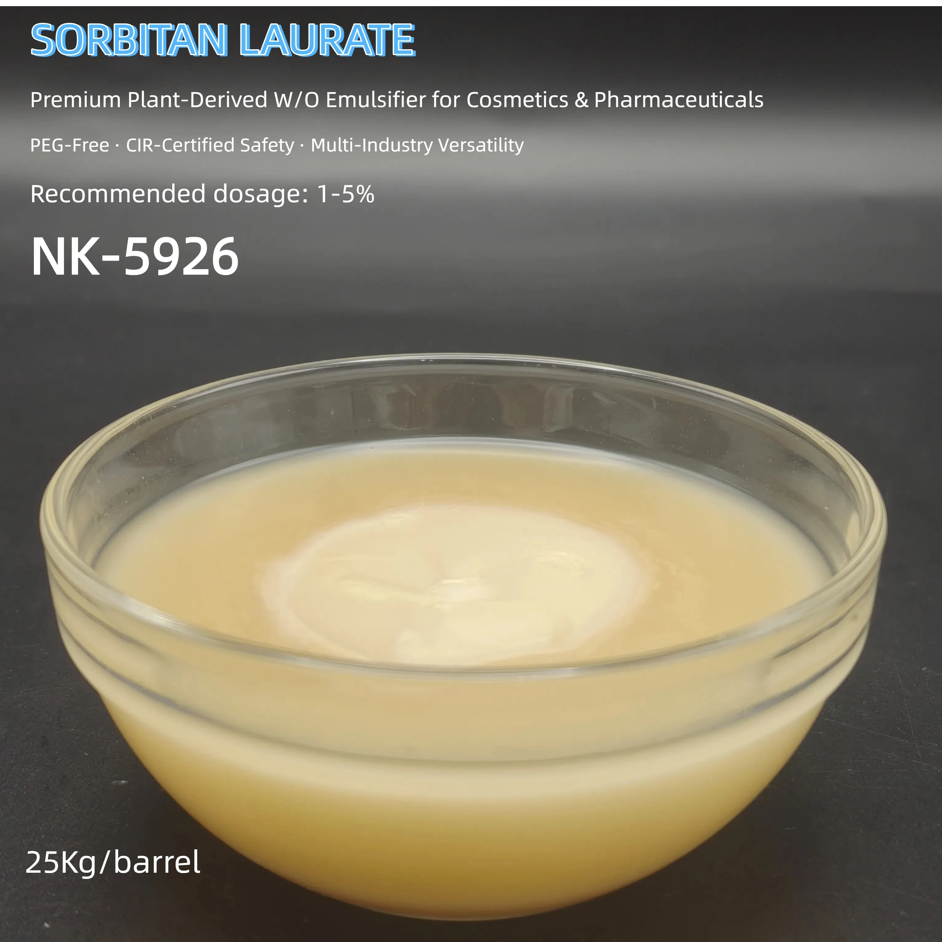 Sorbitan Laurate（Span 20 ): Premium Plant-Derived W/O Emulsifier for Cosmetics & Pharmaceuticals 1