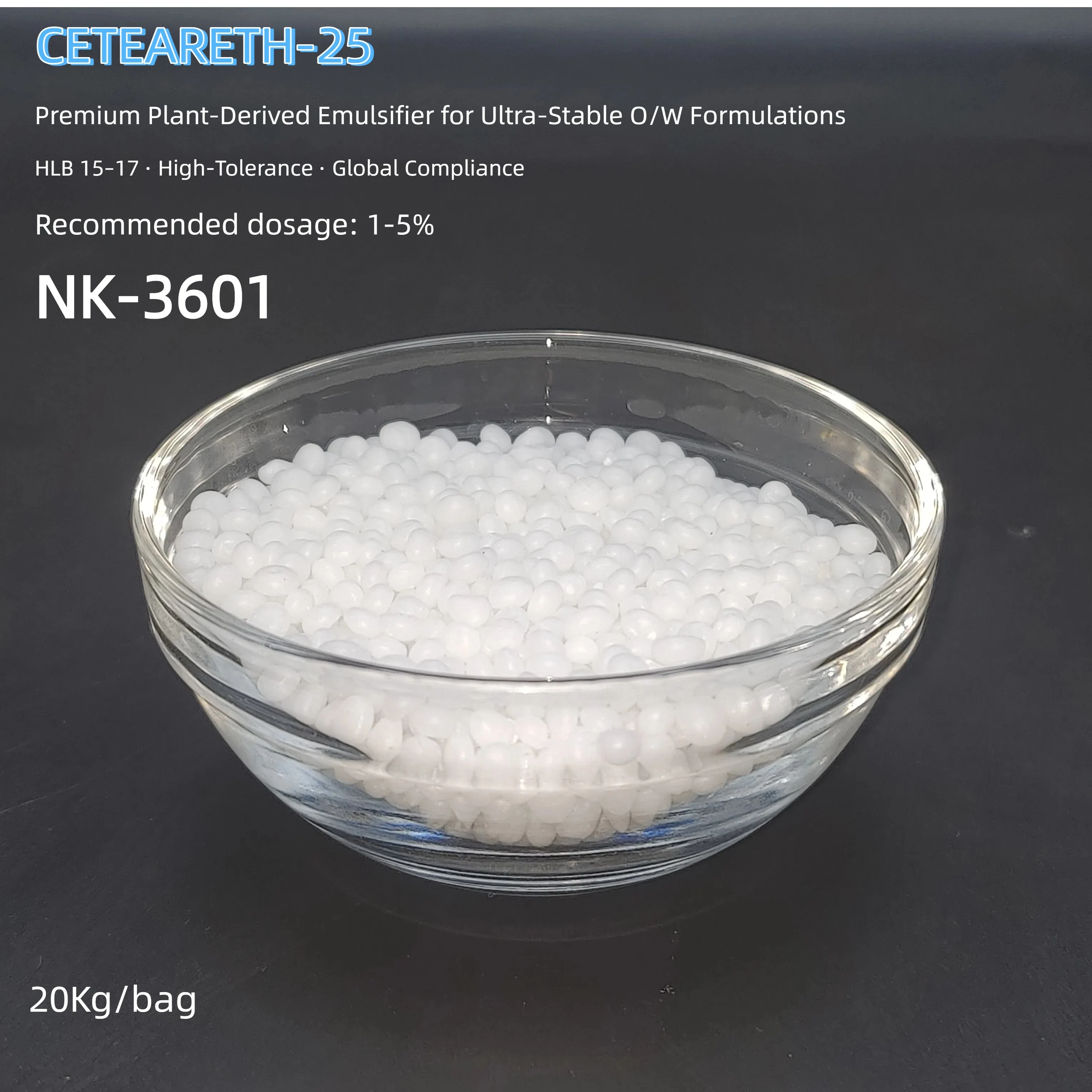CETEARETH-25: Premium Plant-Derived Emulsifier for Ultra-Stable O/W Formulations 1