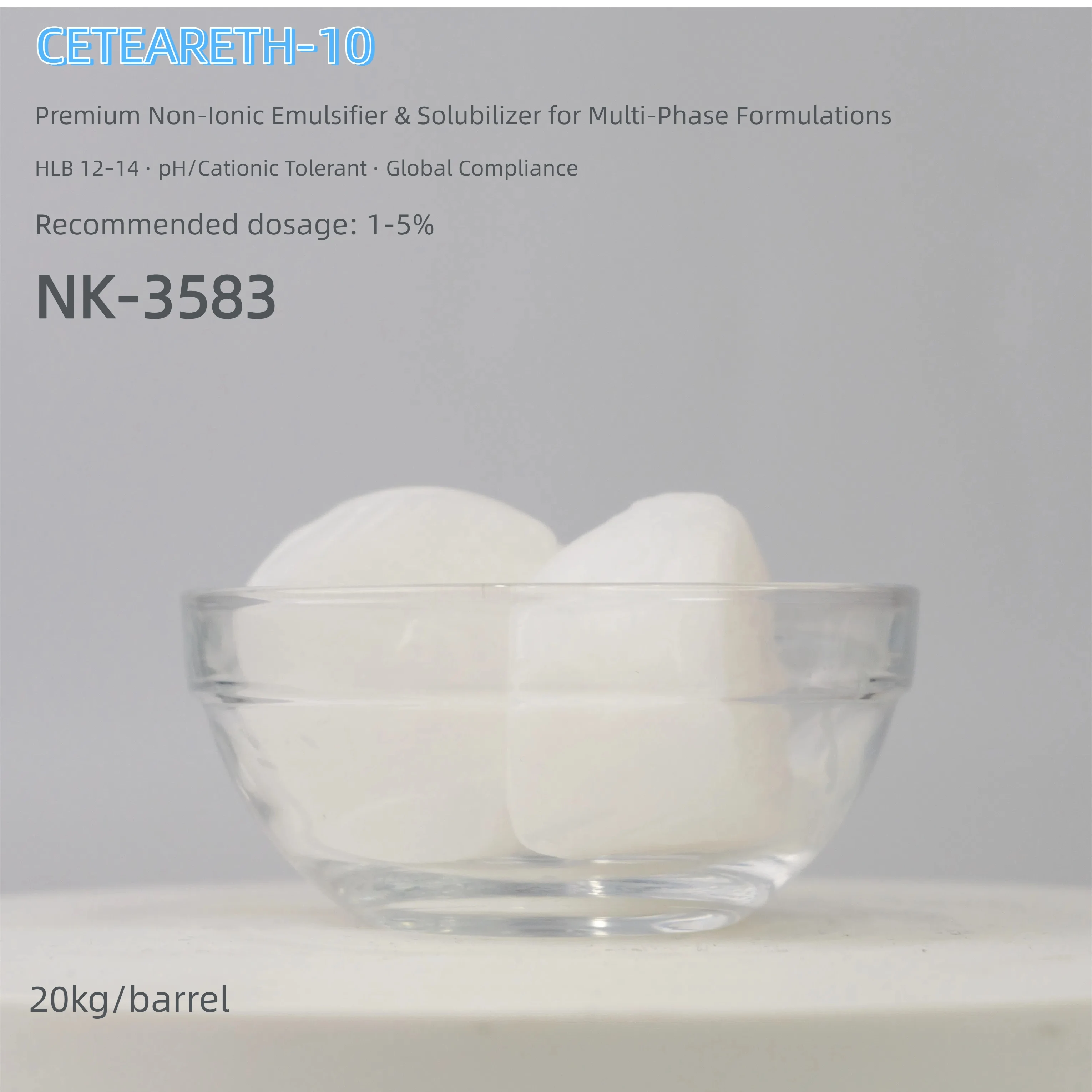 CETEARETH-10: Premium Non-Ionic Emulsifier & Solubilizer for Multi-Phase Formulations 1