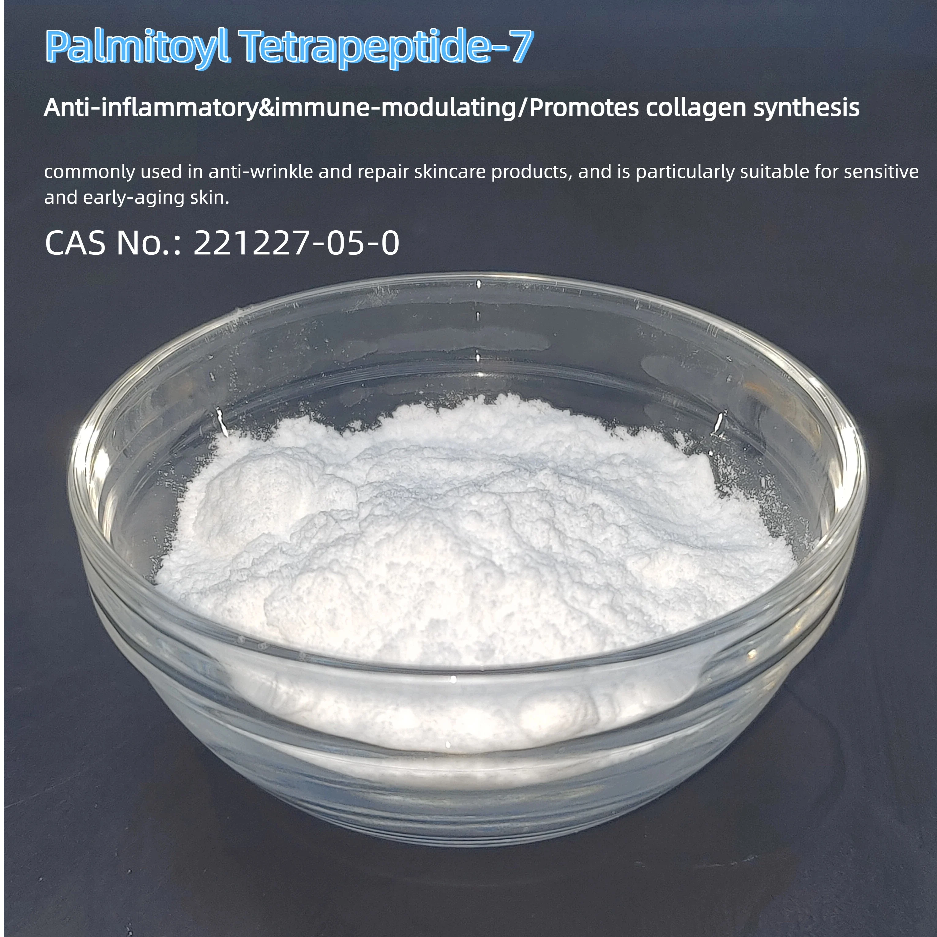 98% purity PALMITOYL TETRAPEPTIDE-7 Skincare Raw Material for anti-aging effects, soothing sensitivity, and improving skin elasticity 1