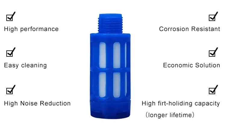 Exhaust control pneumatic PE plastic silencer muffler 6