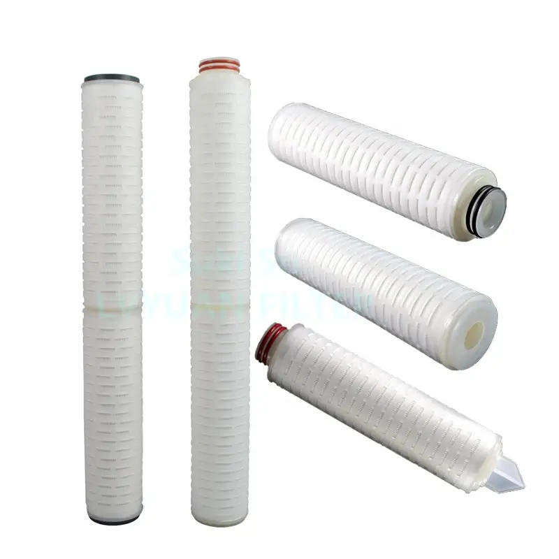 Guangzhou factory absolute micron rating water filter manufacturer 0.45 Micron PTFE Pleated membrane filter 1