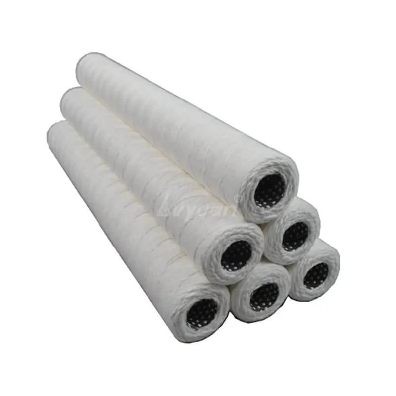 Cartucho micro de la herida del espiral del filtro del agua/del aceite/del jugo del algodón absorbente de los PP de la base del acero inoxidable 5/10 micras 1