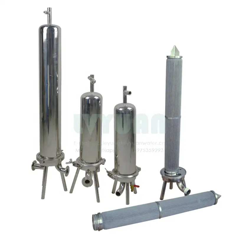 Single precision water filter stainless steel 10 inch SS316 filter housing with SS 20 microns pleated cartridge filter element 1