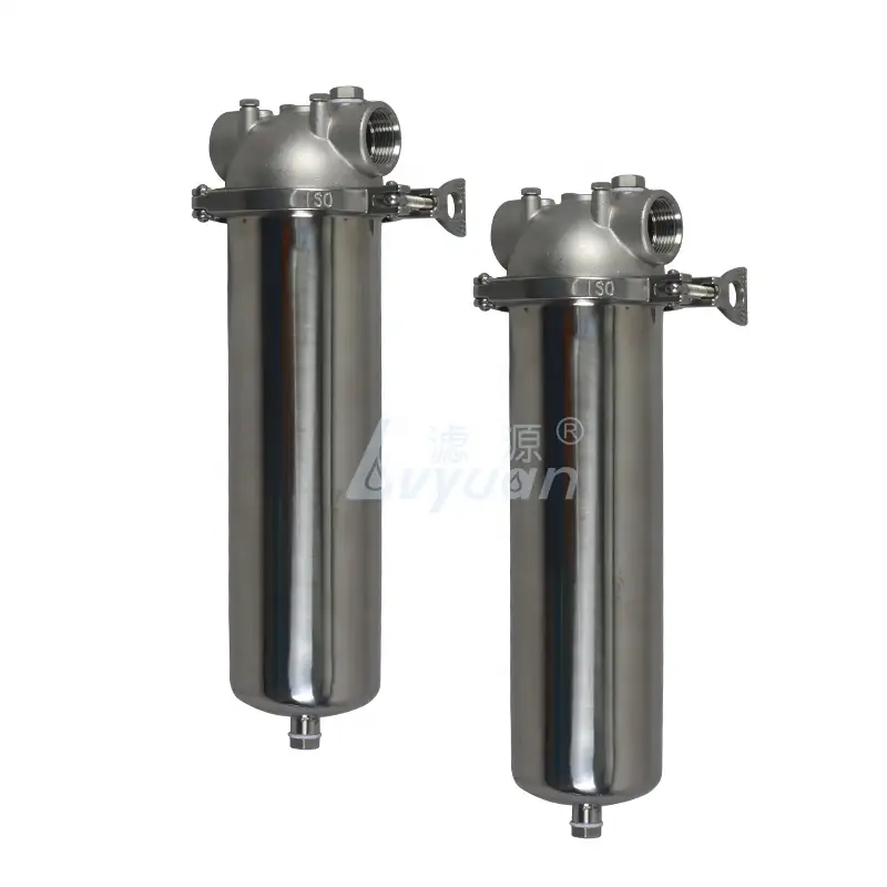 Carcasa de cartucho de filtro de agua de 10 pulgadas de acero inoxidable de una sola etapa modelo con abrazadera 1