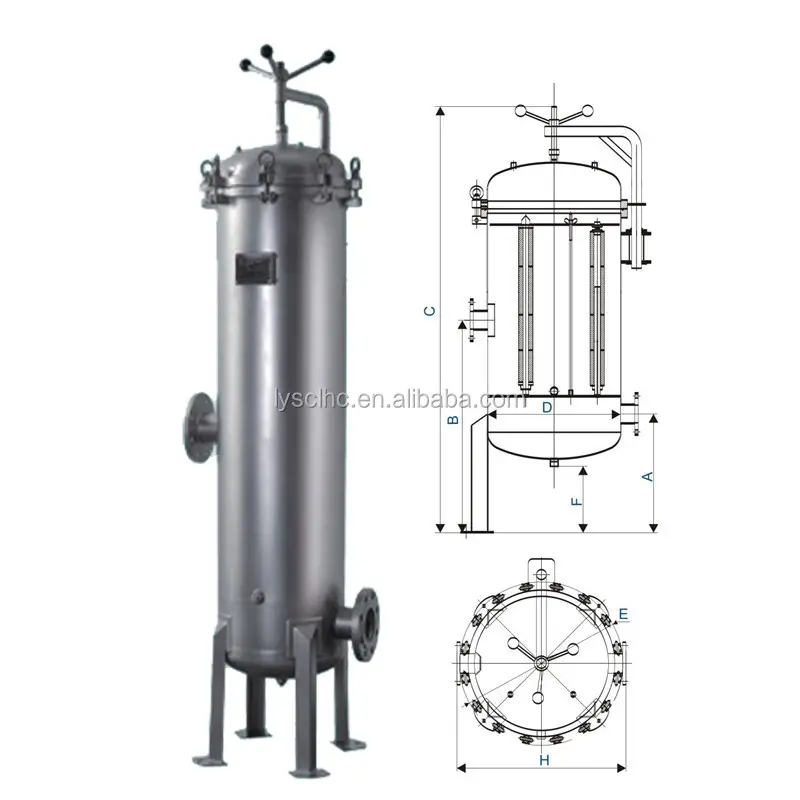 Lvyuan titanium stainless steel filter housing manufacturers with fin end cap for sea water desalination97 10