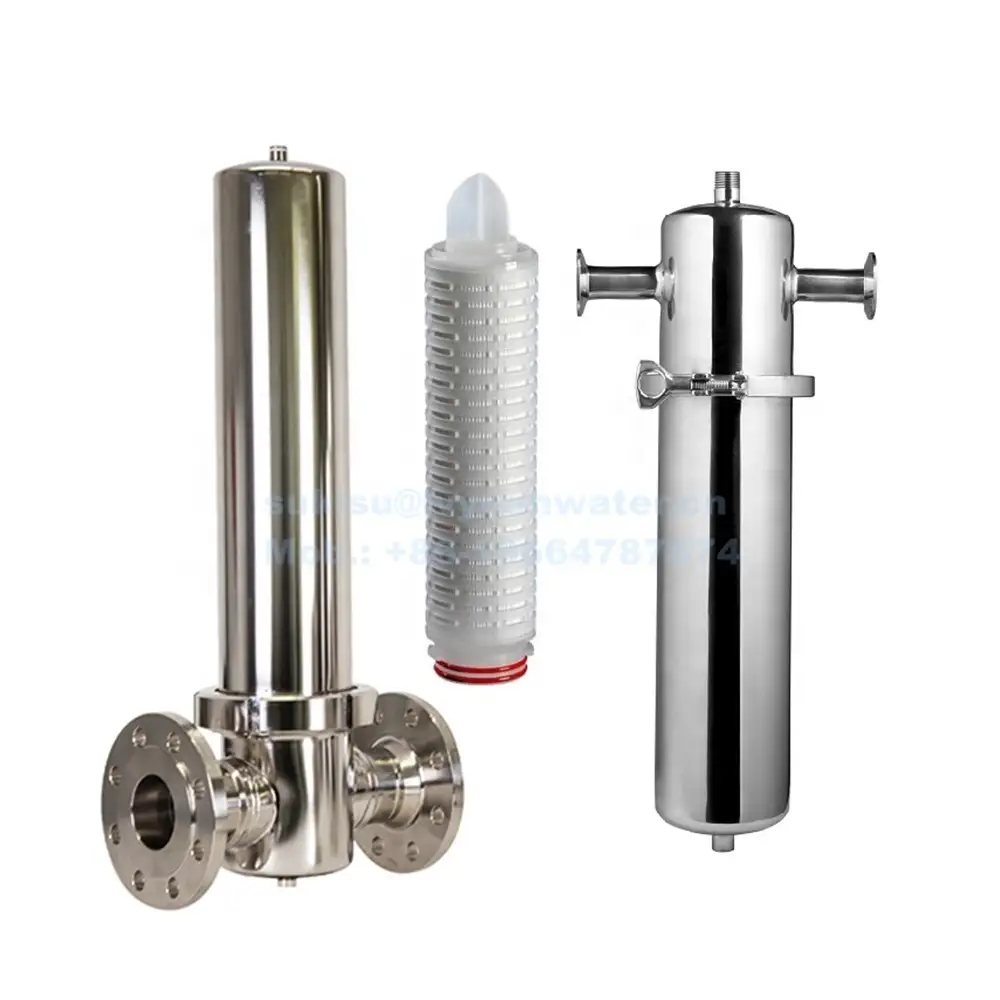 High pressure Industrial 0.1/0.2 micron stainless Steel Sterile Compressed Pipeline Air Filter with housing tank 1