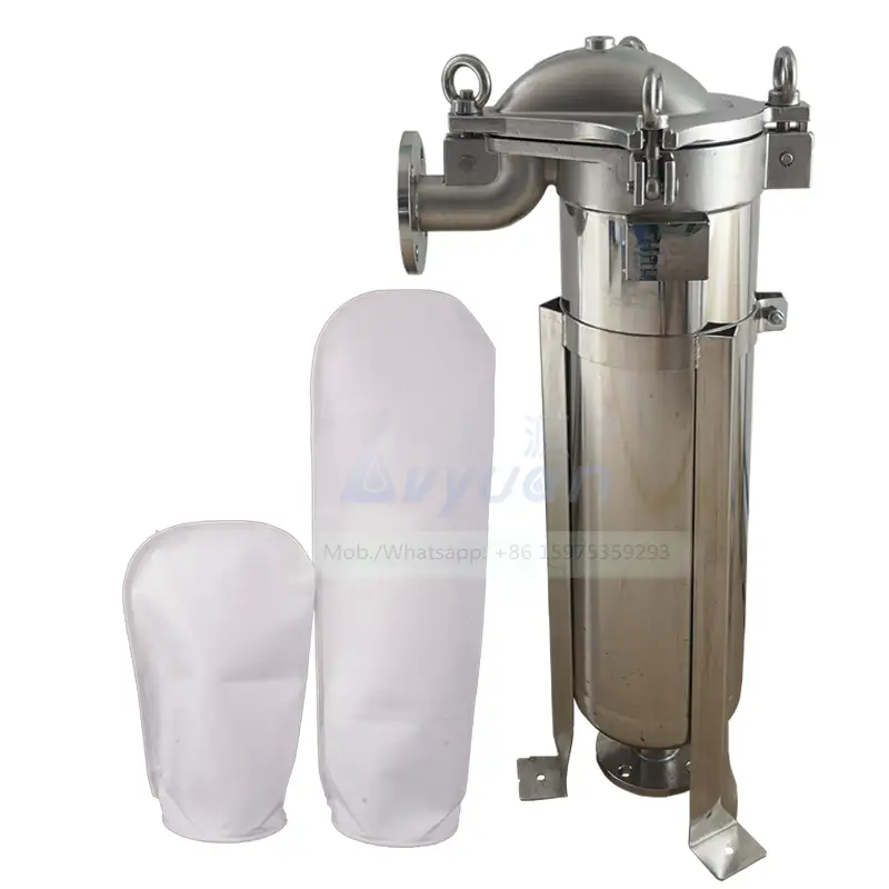 PE torba 1um tek filtre elemanı SS304 316L medya paslanmaz çelik flanş filtre muhafazası, 1/1,5/2 inç giriş & çıkış bağlantısı 1
