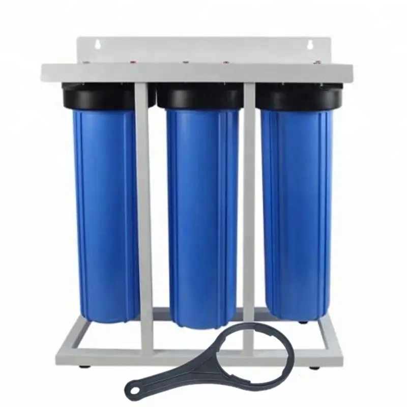 10 20 inch Jumbo 3 Stage Triple Big Blue Whole House filter Water Filtration System with floor stand 1