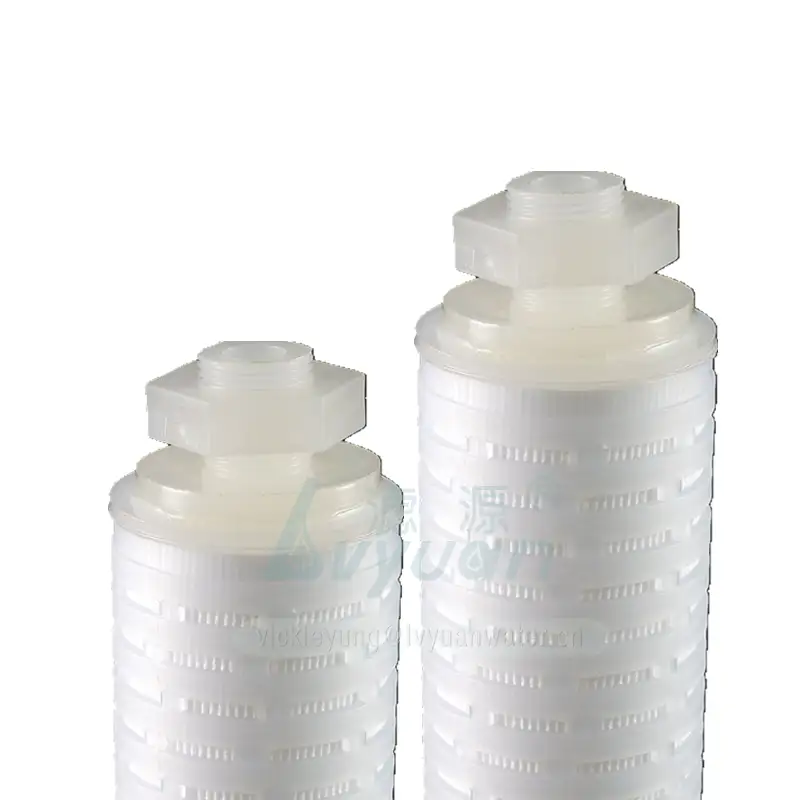 Fibra de membrana plisada de 0,2 micrones 10 20 30 filtro de agua plisado de 40 pulgadas con conector de rosca DOE 1