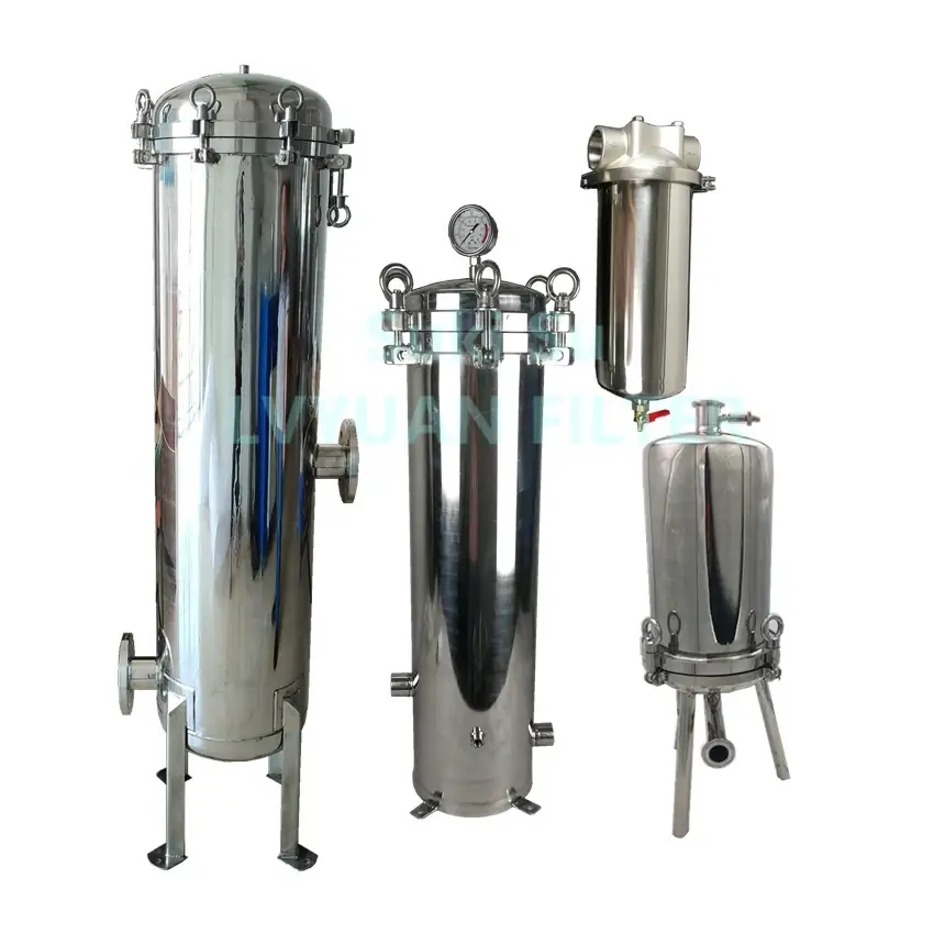 SS304 316L standing legs support Electrolytic polishing flanged 10 20 inch stainless steel wine filter housing 1