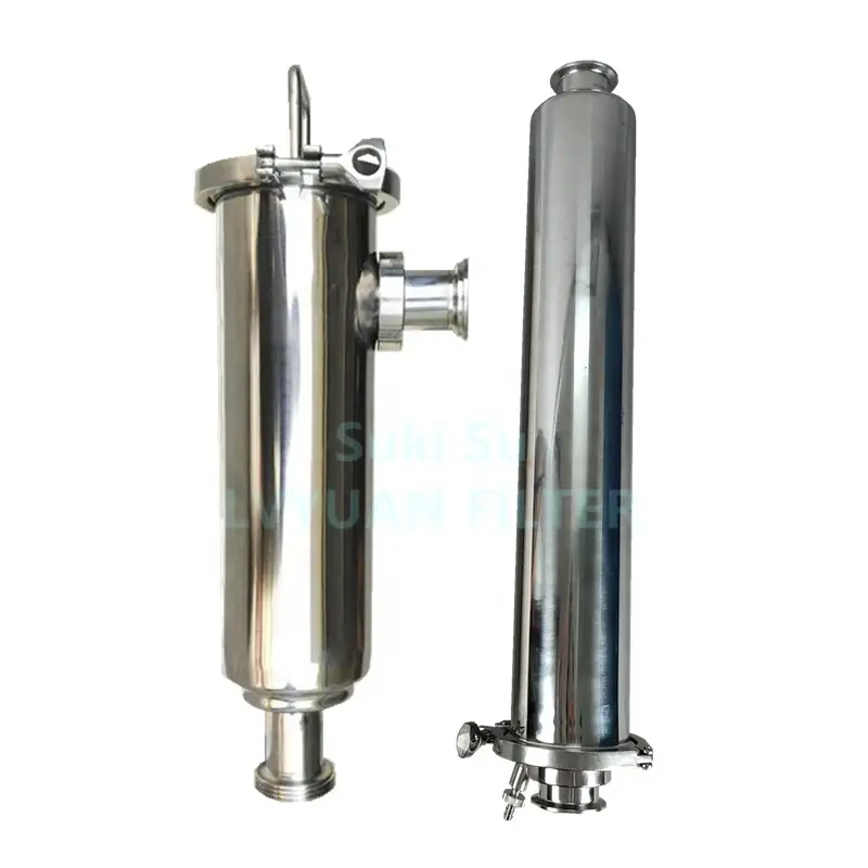 Top flow T L Straight pipe type sanitary inline stainless steel filter strainer for liquids gases filtration housing system 1