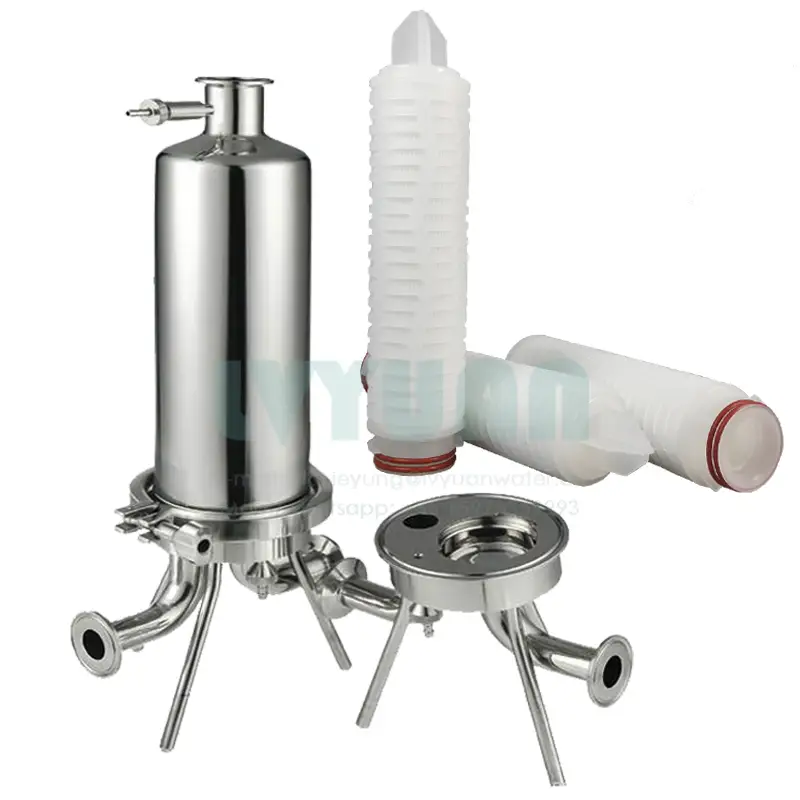 Double layer membrane filter 20 inch sanitary housing 0.1 0.45 2 microns PES PTFE Nylon PP pleated cartridge filter ethanol 1