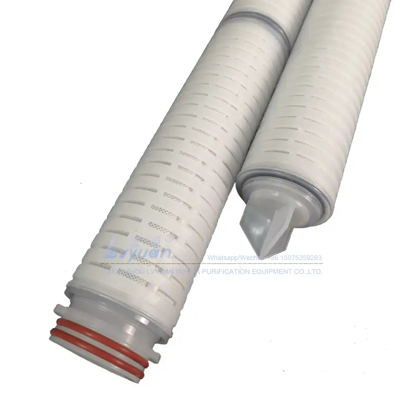 Adaptador de plástico 222 226 1/5/10 micras cartucho de filtro plisado de membrana de fibra de carbón activado para filtración de alcohol líquido 1