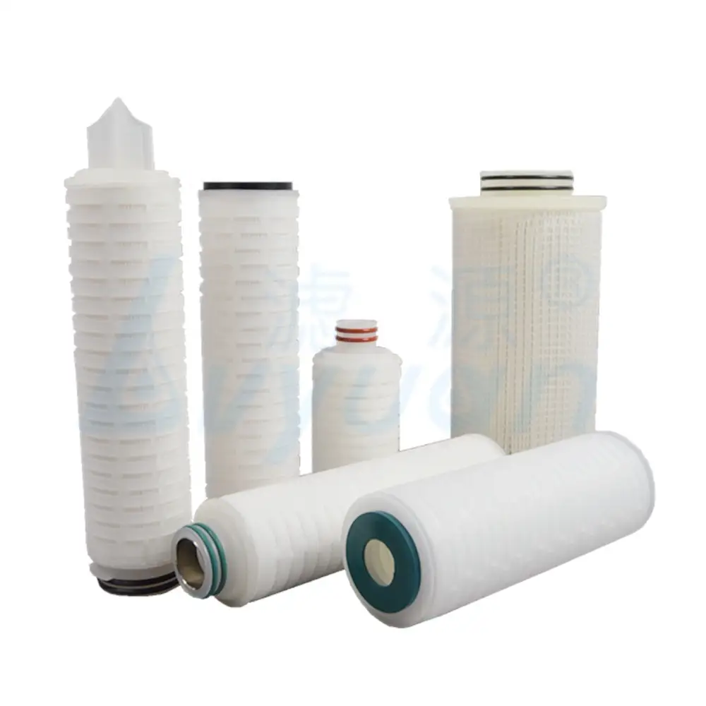 Adaptador de cartucho de filtro de agua plisado de polipropileno industrial de 10 micras con anillo interno de refuerzo de acero inoxidable 1