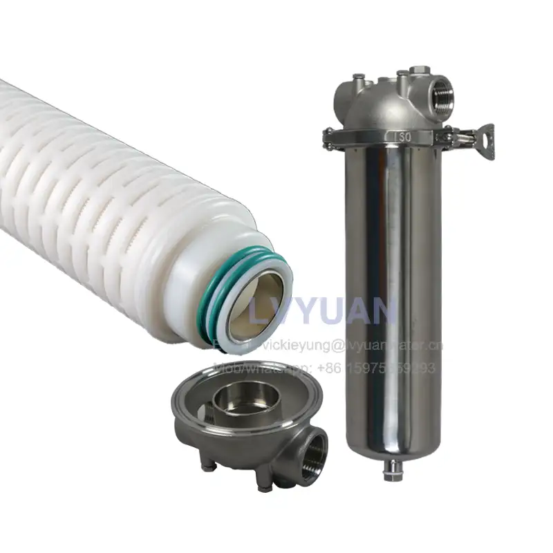 Microporous PP PTFE PES membrane 0.2 micron pleated water filter for 10 20 stainless steel single housing 1