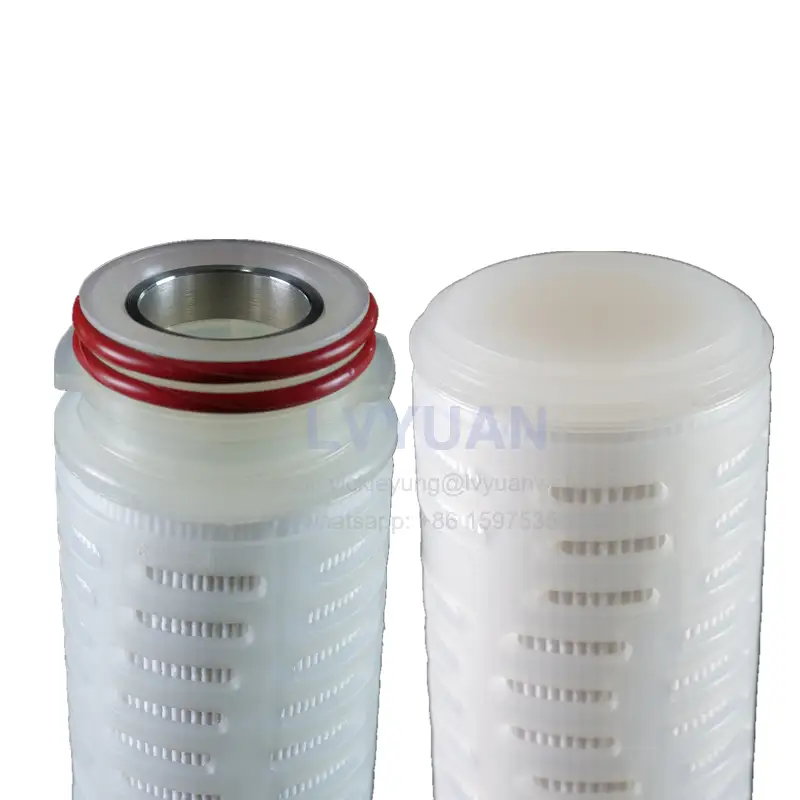 2 micron polypropylene (PP) material 10 inch water pleated filter cartridge with plastic or stainless steel core 1