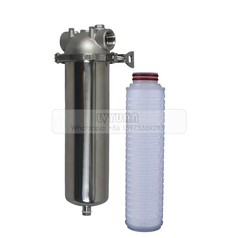 Tipo plisado OD2.7 1 5 Cartucho plisado PP de 10 micrones para carcasa de filtro de cartucho de acero inoxidable de 10 pulgadas 1