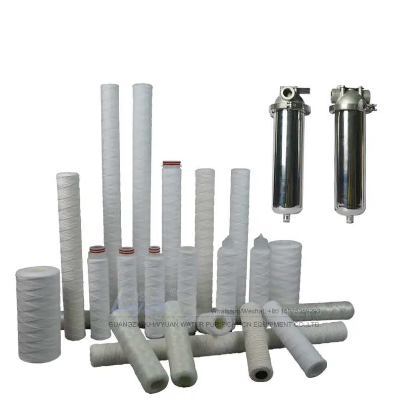 Sediment stainless steel core DOE SOE 40 inch 5 micron pp yarn filter cartridge for RO water treatment plant 1