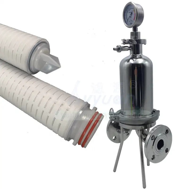 Single core SS304 316L sanitary stainless filter housing 5 inch water filter housing with pleated 5 inch air filter cartridge 1