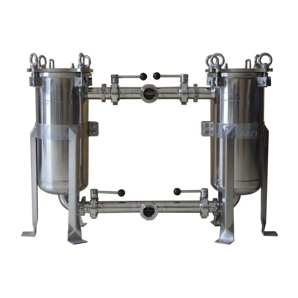 SS 304/316L Stainless Steel Dual Duplex Bag Water Filter for liquid/juice/beer/wine/milk purification system 1